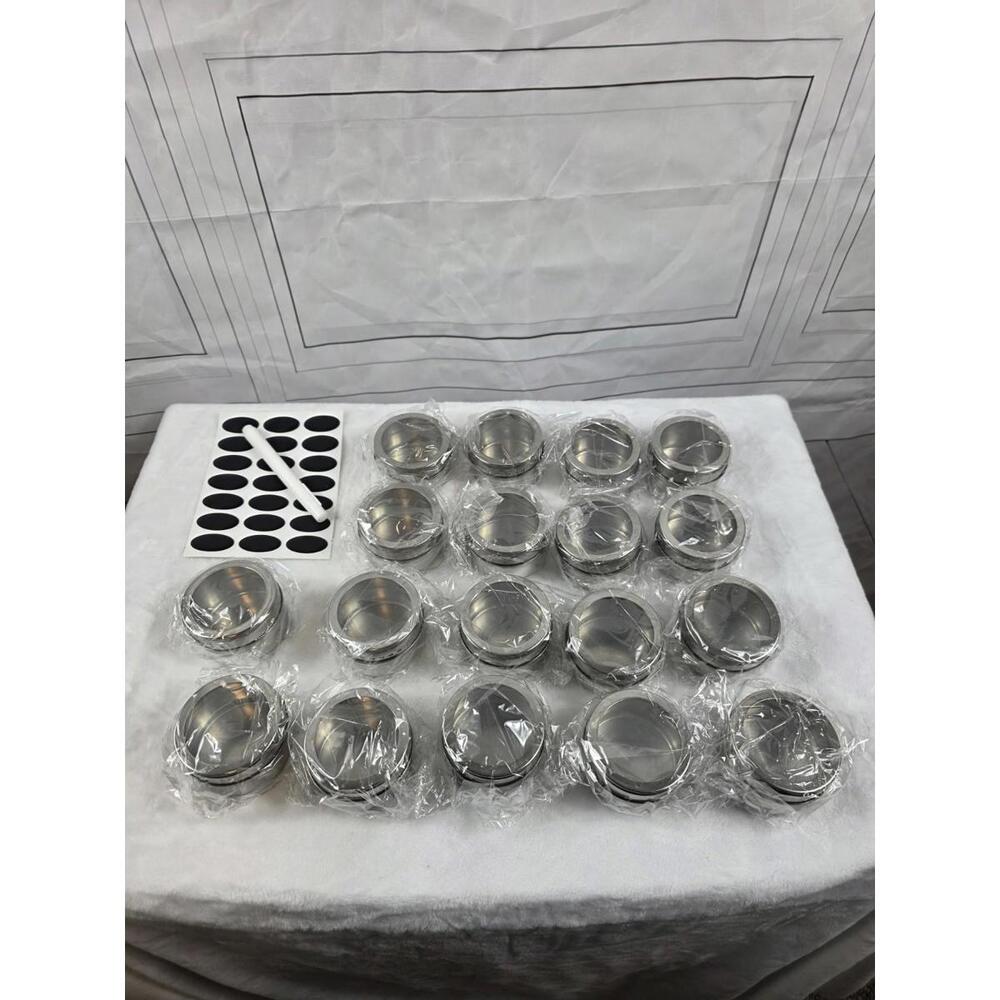 18 Magnetic Clear View Spice Tins With Marker And Labels